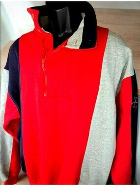 Nautica Mens Quarter-Zip Sweatshirt XL Vintage Retro 2YK